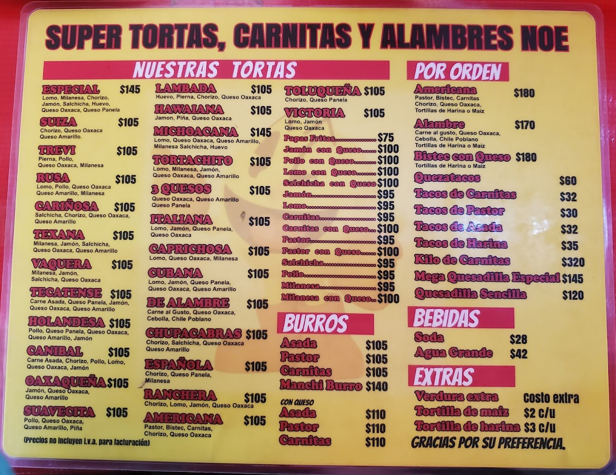 Super Tortas Y Carnitas Noe Menu - Image 4